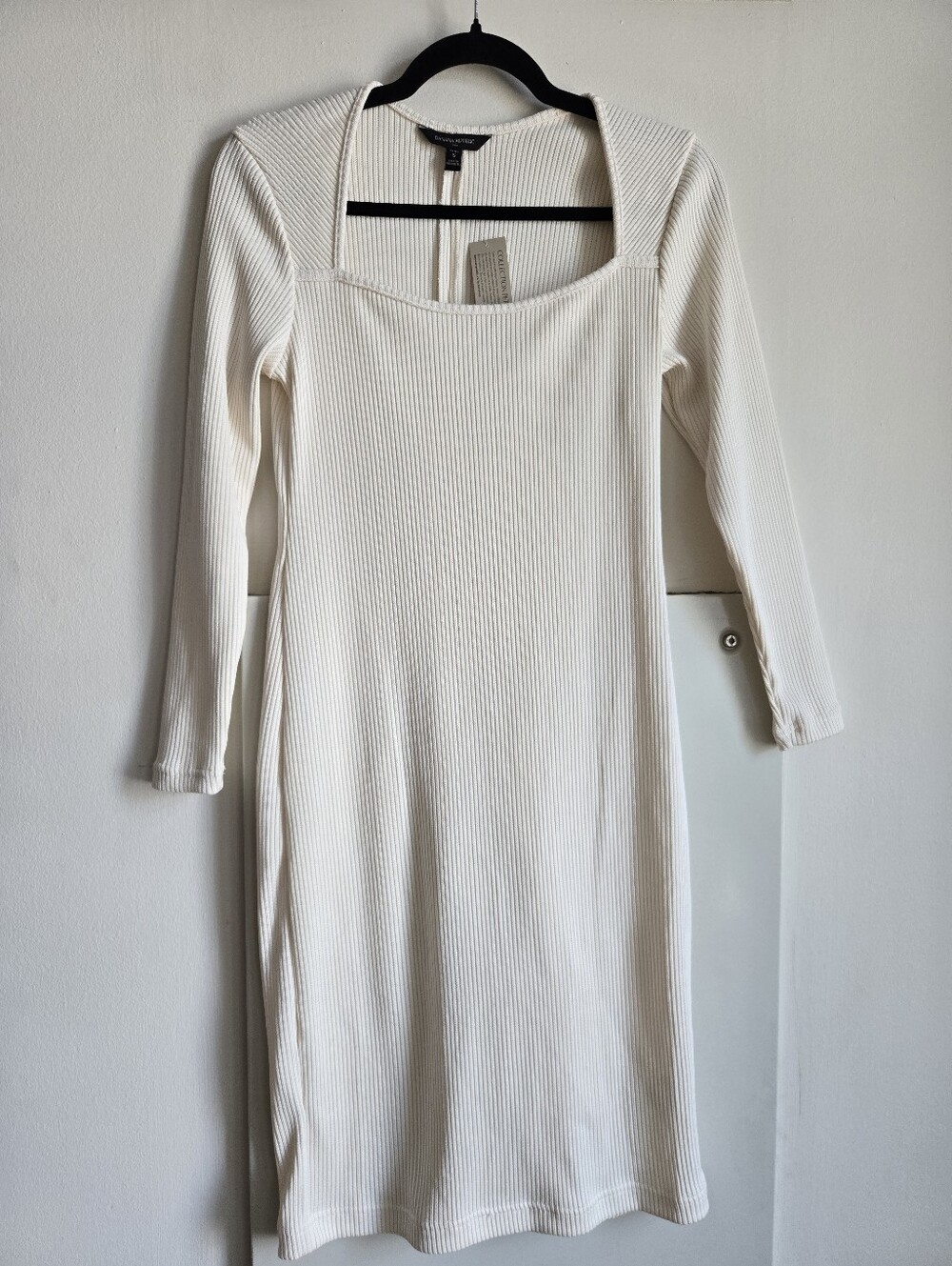 Square-Neck Long Sleeve Midi Dress